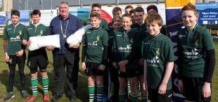 Picture are Under 14 members of Hayle RFC handing two Goal Nets to Graham Coad. These will shortly be fitted to the Goalposts in Hayle Park Picture are Under 14 members of Hayle RFC handing two Goal Nets to Graham Coad. These will shortly be fitted to the Goalposts in Hayle Park